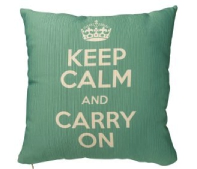 Keep Calm and Carry On Pillow Tiffany Blue by ARQ Curtains